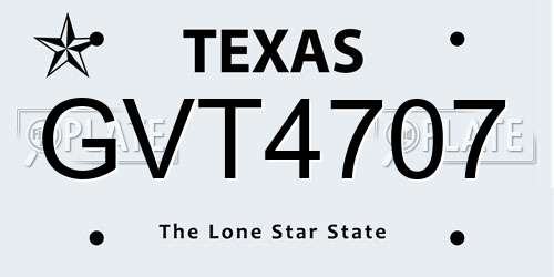 GVT4707 Texas License Plate
