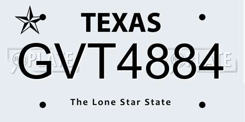 GVT4884 Texas License Plate