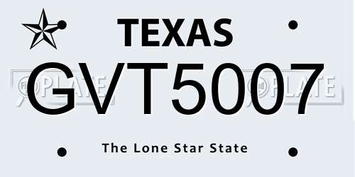 GVT5007 Texas License Plate
