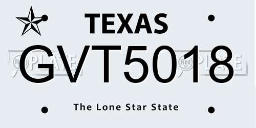 GVT5018 Texas License Plate