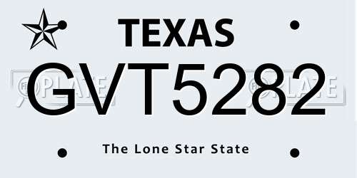GVT5282 Texas License Plate
