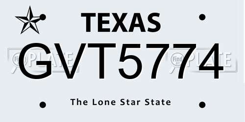 GVT5774 Texas License Plate