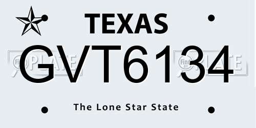 GVT6134 Texas License Plate
