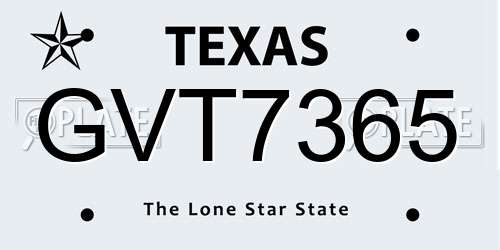 GVT7365 Texas License Plate