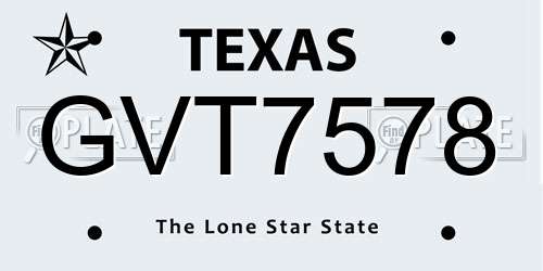 GVT7578 Texas License Plate
