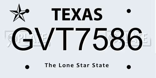 GVT7586 Texas License Plate