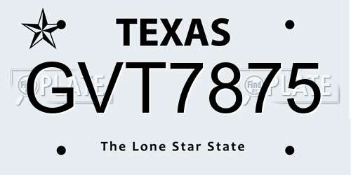 GVT7875 Texas License Plate