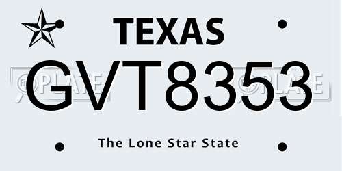 GVT8353 Texas License Plate