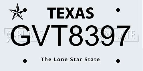 GVT8397 Texas License Plate
