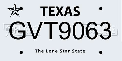 GVT9063 Texas License Plate
