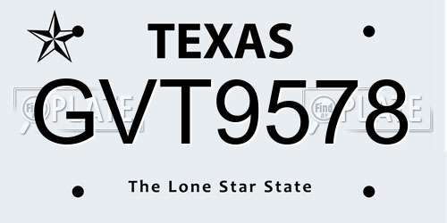 GVT9578 Texas License Plate