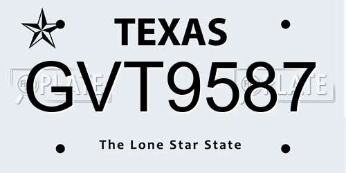 GVT9587 Texas License Plate