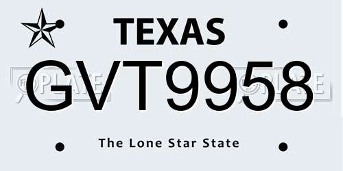 GVT9958 Texas License Plate