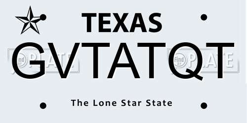 GVTATQT Texas License Plate