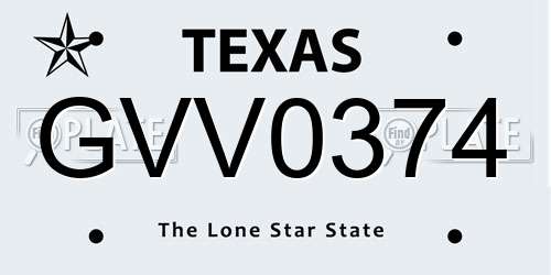 GVV0374 Texas License Plate