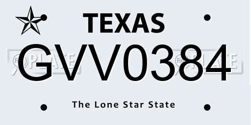 GVV0384 Texas License Plate