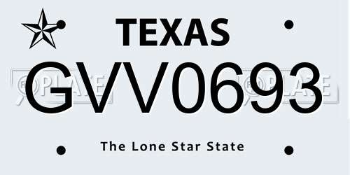 GVV0693 Texas License Plate