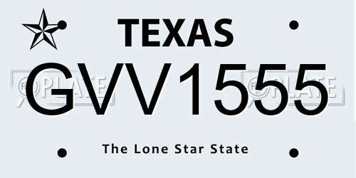 GVV1555 Texas License Plate