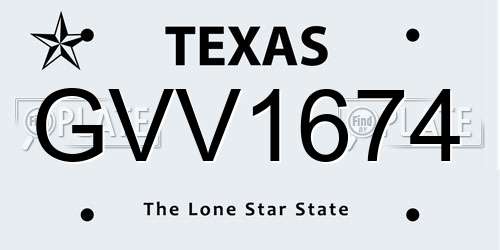 GVV1674 Texas License Plate