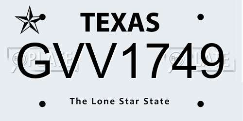 GVV1749 Texas License Plate