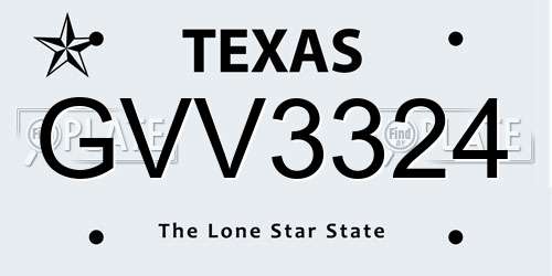 GVV3324 Texas License Plate