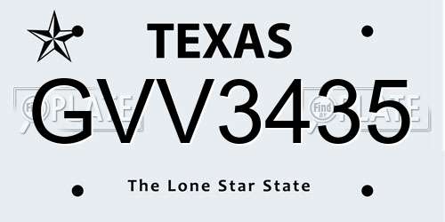 GVV3435 Texas License Plate