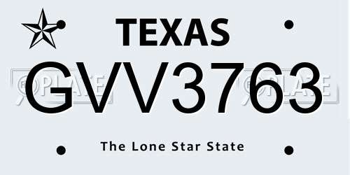 GVV3763 Texas License Plate
