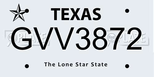 GVV3872 Texas License Plate