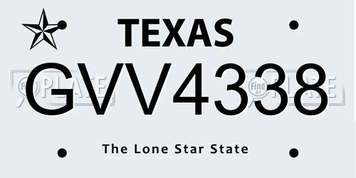 GVV4338 Texas License Plate