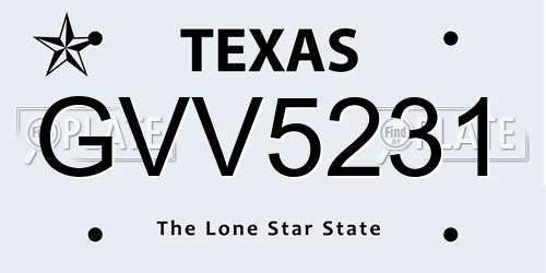 GVV5231 Texas License Plate