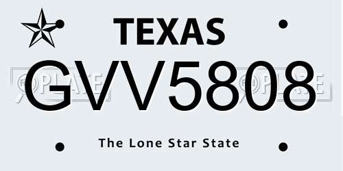 GVV5808 Texas License Plate