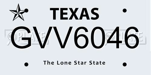 GVV6046 Texas License Plate