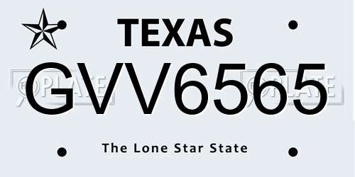 GVV6565 Texas License Plate