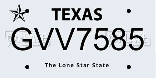 GVV7585 Texas License Plate
