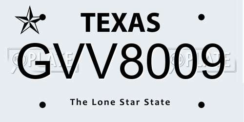 GVV8009 Texas License Plate