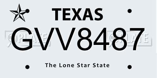 GVV8487 Texas License Plate