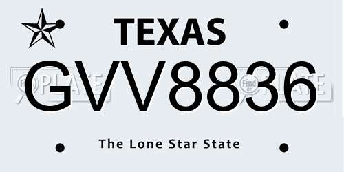 GVV8836 Texas License Plate