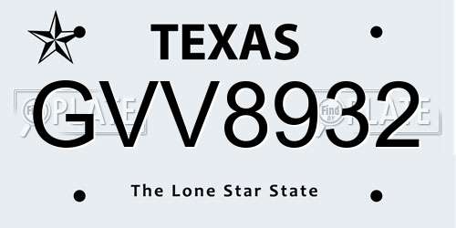 GVV8932 Texas License Plate