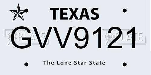 GVV9121 Texas License Plate