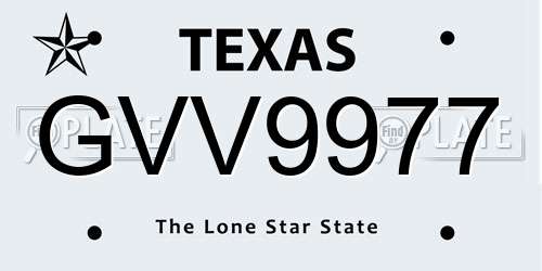 GVV9977 Texas License Plate