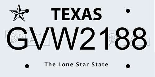 GVW2188 Texas License Plate