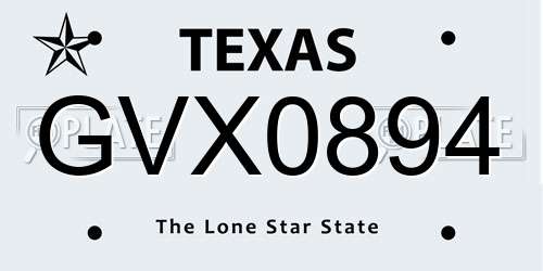 GVX0894 Texas License Plate