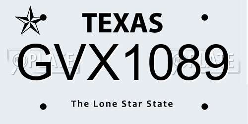 GVX1089 Texas License Plate