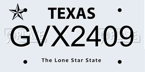 GVX2409 Texas License Plate