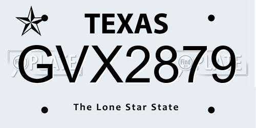GVX2879 Texas License Plate