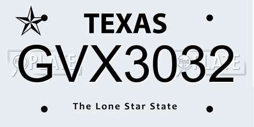 GVX3032 Texas License Plate