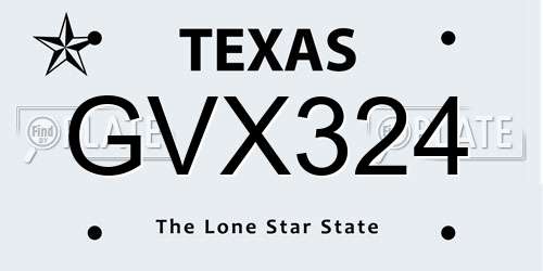 GVX324 Texas License Plate