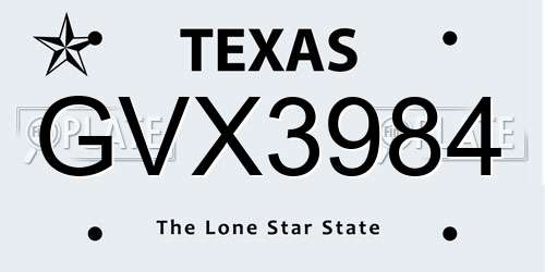 GVX3984 Texas License Plate