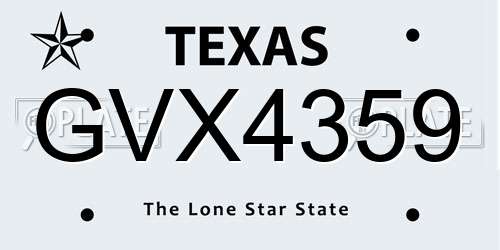 GVX4359 Texas License Plate
