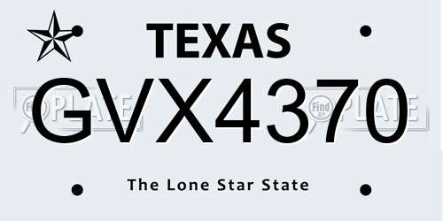 GVX4370 Texas License Plate